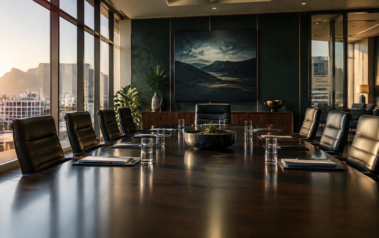 Boardroom prepared for a consultation